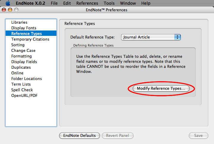 Changing custom field names in Endnote