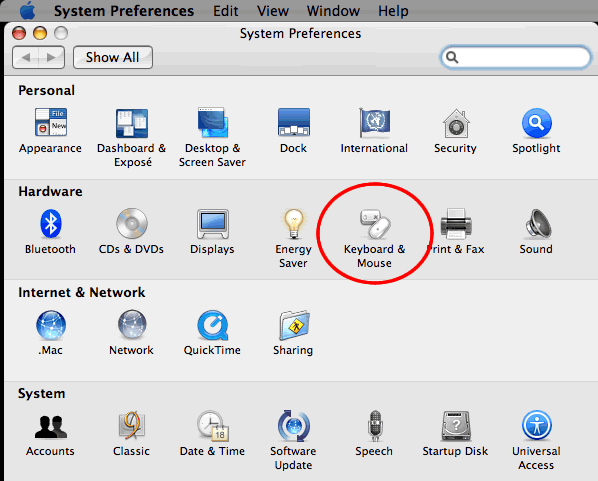 OS X System Preferences Panel